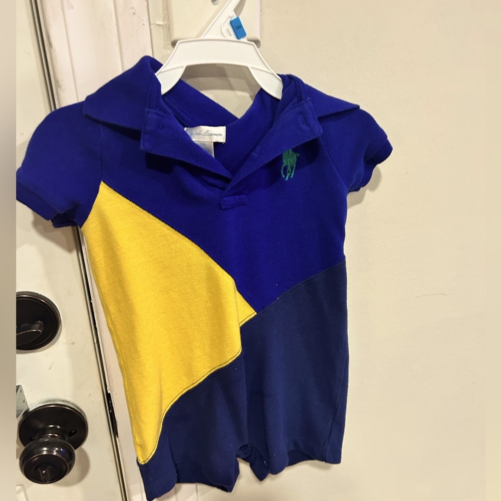 Ralph Lauren 12 month onesie Purple, yellow and blue